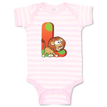 Baby Clothes L Lion Monogram Initial Baby Bodysuits Boy & Girl Cotton