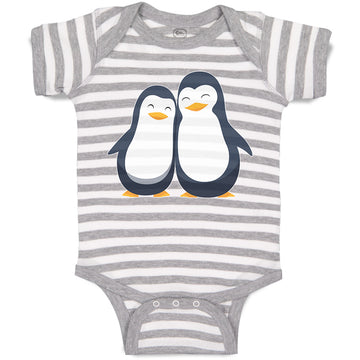 Baby Clothes Aquatic Twin Penguins Flightless Birds Baby Bodysuits Cotton