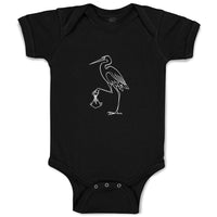 Baby Clothes Stork Bird with Beak Crane Brings New Born Baby Bodysuits Cotton