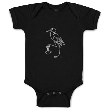 Baby Clothes Stork Bird with Beak Crane Brings New Born Baby Bodysuits Cotton
