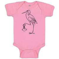 Baby Clothes Stork Bird with Beak Crane Brings New Born Baby Bodysuits Cotton