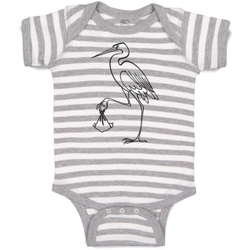 Baby Clothes Stork Bird with Beak Crane Brings New Born Baby Bodysuits Cotton