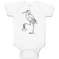 Baby Clothes Stork Bird with Beak Crane Brings New Born Baby Bodysuits Cotton