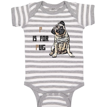 Baby Clothes Pug with P Is for Pug Dog Lover Pet Baby Bodysuits Cotton