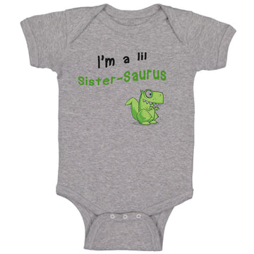 Baby Clothes Small Dinosaur I'M Lil Sister-Saurus Dinos Baby Bodysuits Cotton