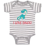 Baby Clothes I Love Dinos Dinosaur Dinosaurs Dino Trex Baby Bodysuits Cotton