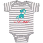 Baby Clothes I Love Dinos Dinosaur Dinosaurs Dino Trex Baby Bodysuits Cotton