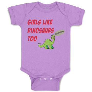 Baby Clothes Girls like Dinosaurs Too Dinosaurs Dino Trex Baby Bodysuits Cotton