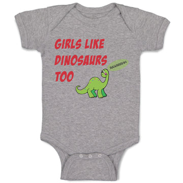 Baby Clothes Girls like Dinosaurs Too Dinosaurs Dino Trex Baby Bodysuits Cotton