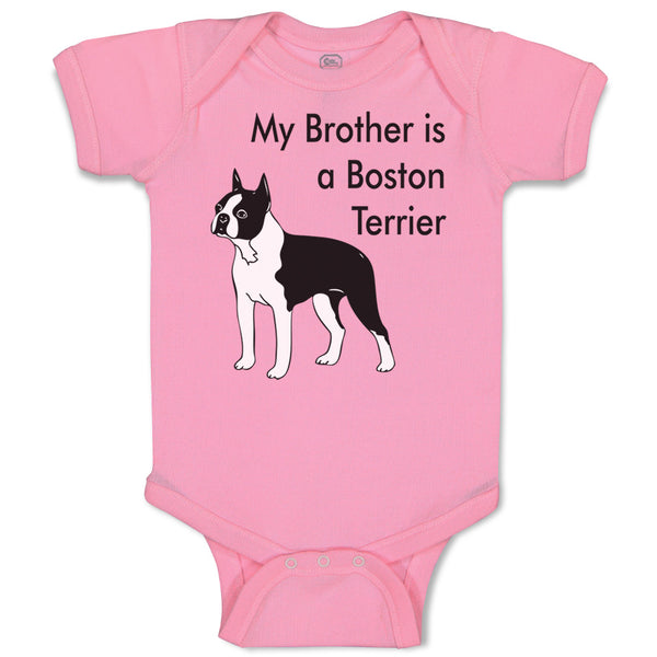 Baby Clothes My Brother Is A Boston Terrier Dog Lover Pet Style C Baby Bodysuits