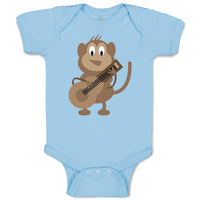 Baby Clothes Monkey Playing Guitar Safari Baby Bodysuits Boy & Girl Cotton