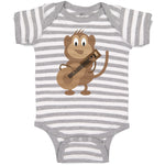 Baby Clothes Monkey Playing Guitar Safari Baby Bodysuits Boy & Girl Cotton