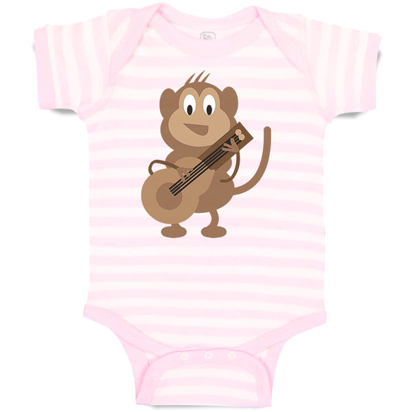 Baby Clothes Monkey Playing Guitar Safari Baby Bodysuits Boy & Girl Cotton