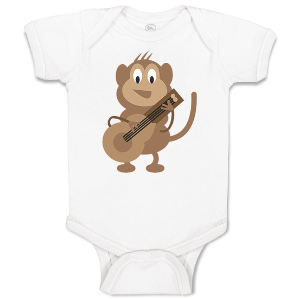 Baby Clothes Monkey Playing Guitar Safari Baby Bodysuits Boy & Girl Cotton