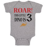 Baby Clothes Roar! This Little Dino Is 3 Years Old Dinosaurs Birthday Cotton