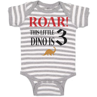 Baby Clothes Roar! This Little Dino Is 3 Years Old Dinosaurs Birthday Cotton