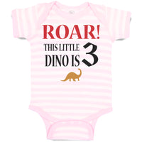 Baby Clothes Roar! This Little Dino Is 3 Years Old Dinosaurs Birthday Cotton