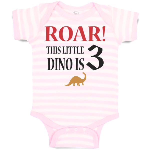 Baby Clothes Roar! This Little Dino Is 3 Years Old Dinosaurs Birthday Cotton