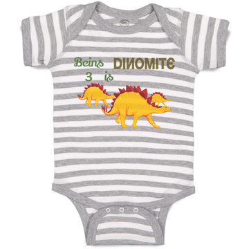 Baby Clothes Being Is 3 Dynamite Dinosaurs Dino Trex 3 Years Old Baby Bodysuits