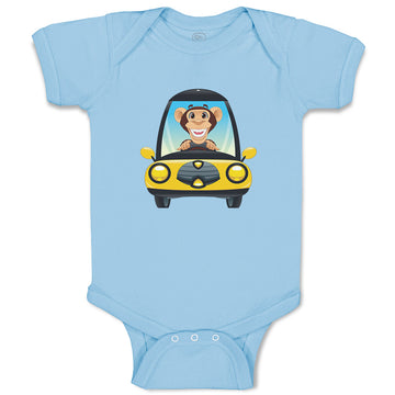 Baby Clothes Monkey Driving Car Safari Baby Bodysuits Boy & Girl Cotton