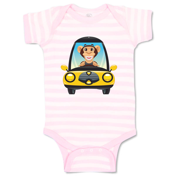 Baby Clothes Monkey Driving Car Safari Baby Bodysuits Boy & Girl Cotton