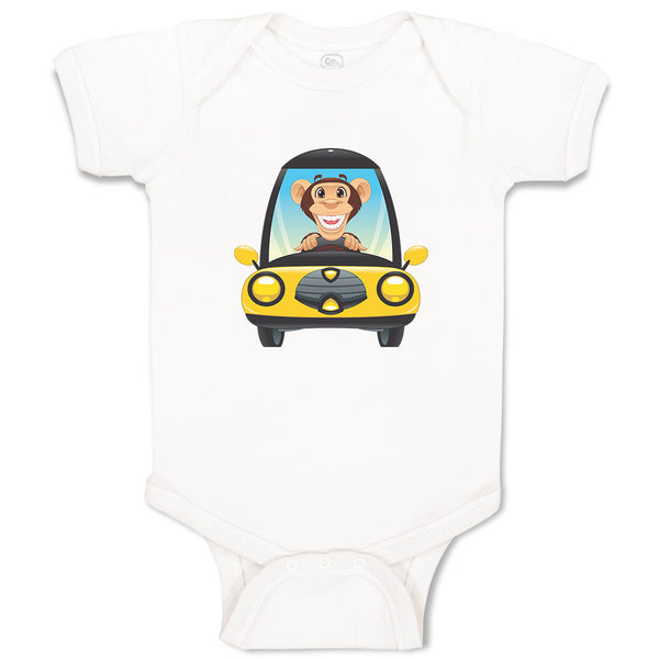 Baby Clothes Monkey Driving Car Safari Baby Bodysuits Boy & Girl Cotton
