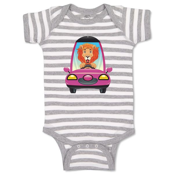 Baby Clothes Lion Driving Car Safari Baby Bodysuits Boy & Girl Cotton