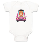 Baby Clothes Lion Driving Car Safari Baby Bodysuits Boy & Girl Cotton