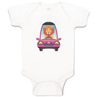 Baby Clothes Lion Driving Car Safari Baby Bodysuits Boy & Girl Cotton