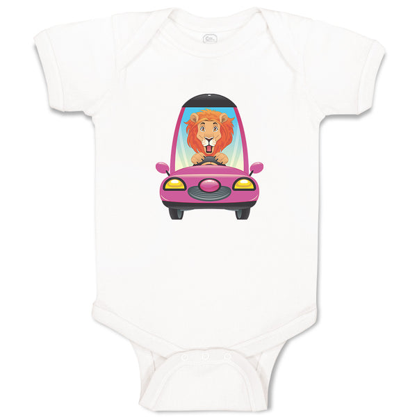 Baby Clothes Lion Driving Car Safari Baby Bodysuits Boy & Girl Cotton