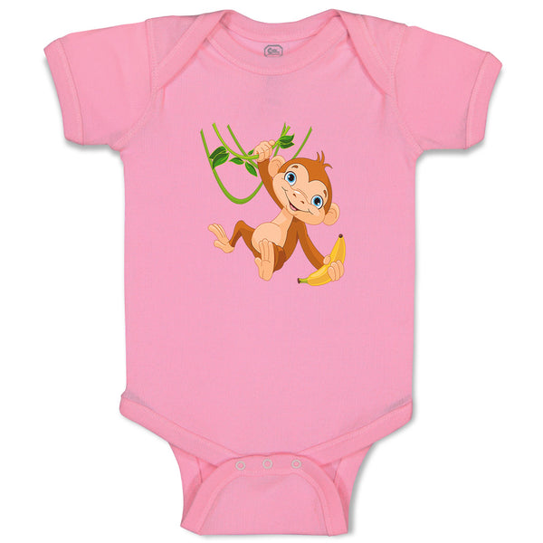 Baby Clothes Monkey with Banana on Tree Animals Baby Bodysuits Boy & Girl Cotton