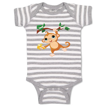 Baby Clothes Baby Monkey with Banana on Tree Baby Bodysuits Boy & Girl Cotton