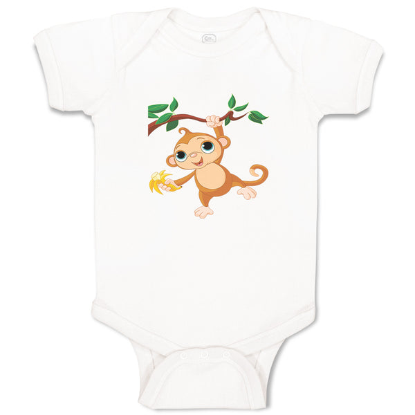 Baby Clothes Baby Monkey with Banana on Tree Baby Bodysuits Boy & Girl Cotton