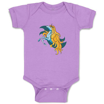 Baby Clothes Unicorn with Long Blonde Hair Funny Humor Baby Bodysuits Cotton