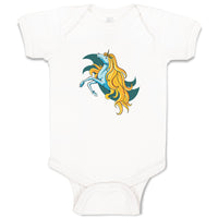 Baby Clothes Unicorn with Long Blonde Hair Funny Humor Baby Bodysuits Cotton