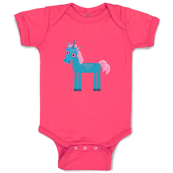 Baby Clothes Unicorn Blue Style A Funny Humor Baby Bodysuits Boy & Girl Cotton