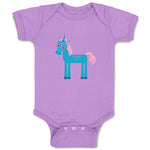 Baby Clothes Unicorn Blue Style A Funny Humor Baby Bodysuits Boy & Girl Cotton