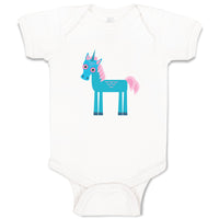 Baby Clothes Unicorn Blue Style A Funny Humor Baby Bodysuits Boy & Girl Cotton