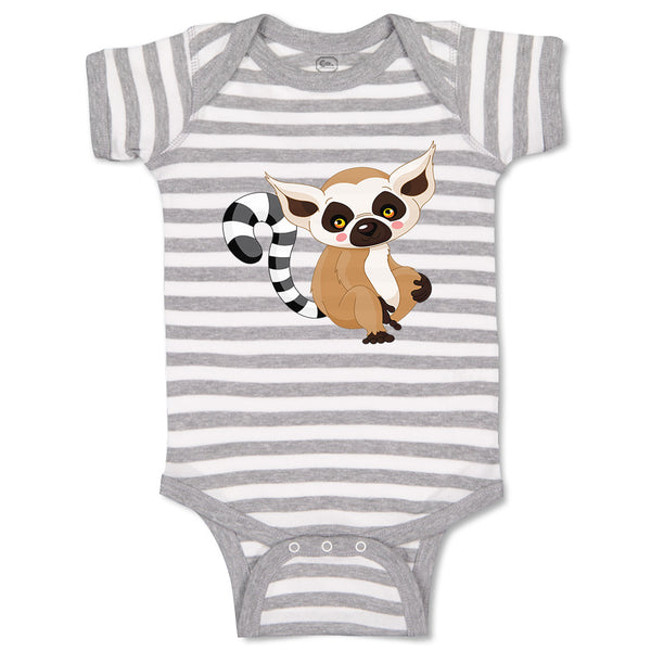 Baby Clothes Lemur Tail in Stripes Funny Humor Baby Bodysuits Boy & Girl Cotton