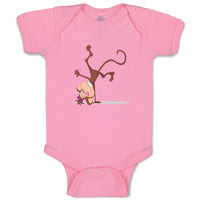 Baby Clothes Monkey Female Standing on 1 Hand Zoo Funny Baby Bodysuits Cotton