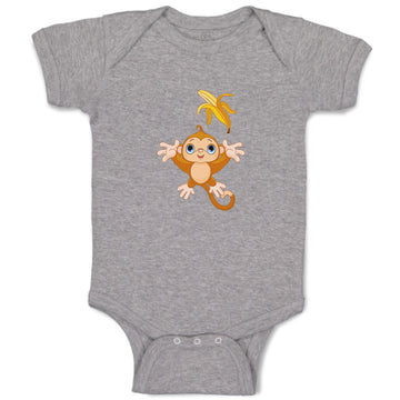 Baby Clothes Baby Monkey Throwing Banana up Animals Zoo Funny Baby Bodysuits