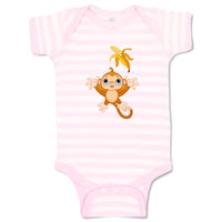 Baby Clothes Baby Monkey Throwing Banana up Animals Zoo Funny Baby Bodysuits