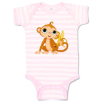 Baby Clothes Baby Monkey with Banana Zoo Funny Baby Bodysuits Boy & Girl Cotton