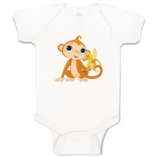 Baby Clothes Baby Monkey with Banana Zoo Funny Baby Bodysuits Boy & Girl Cotton