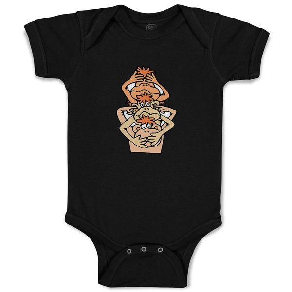 Baby Clothes 3 Monkeys Blind Deaf and Dumb Animals Baby Bodysuits Cotton