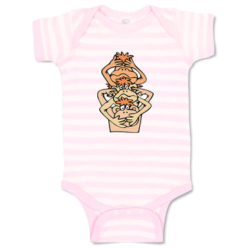 Baby Clothes 3 Monkeys Blind Deaf and Dumb Animals Baby Bodysuits Cotton