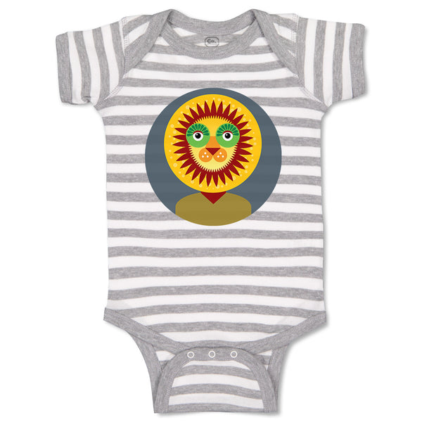 Baby Clothes Head in Circle Lion Animals Safari Baby Bodysuits Boy & Girl Cotton