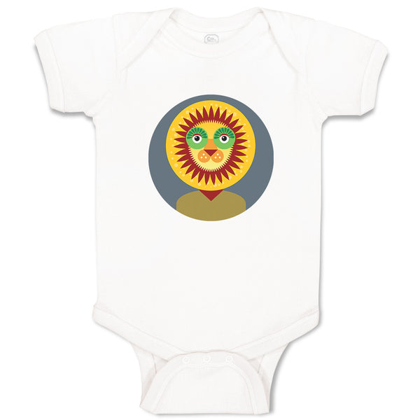 Baby Clothes Head in Circle Lion Animals Safari Baby Bodysuits Boy & Girl Cotton