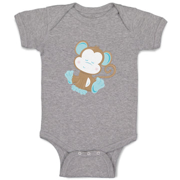 Baby Clothes Baby Monkey Blue Safari Baby Bodysuits Boy & Girl Cotton