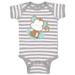 Baby Clothes Baby Monkey Blue Safari Baby Bodysuits Boy & Girl Cotton